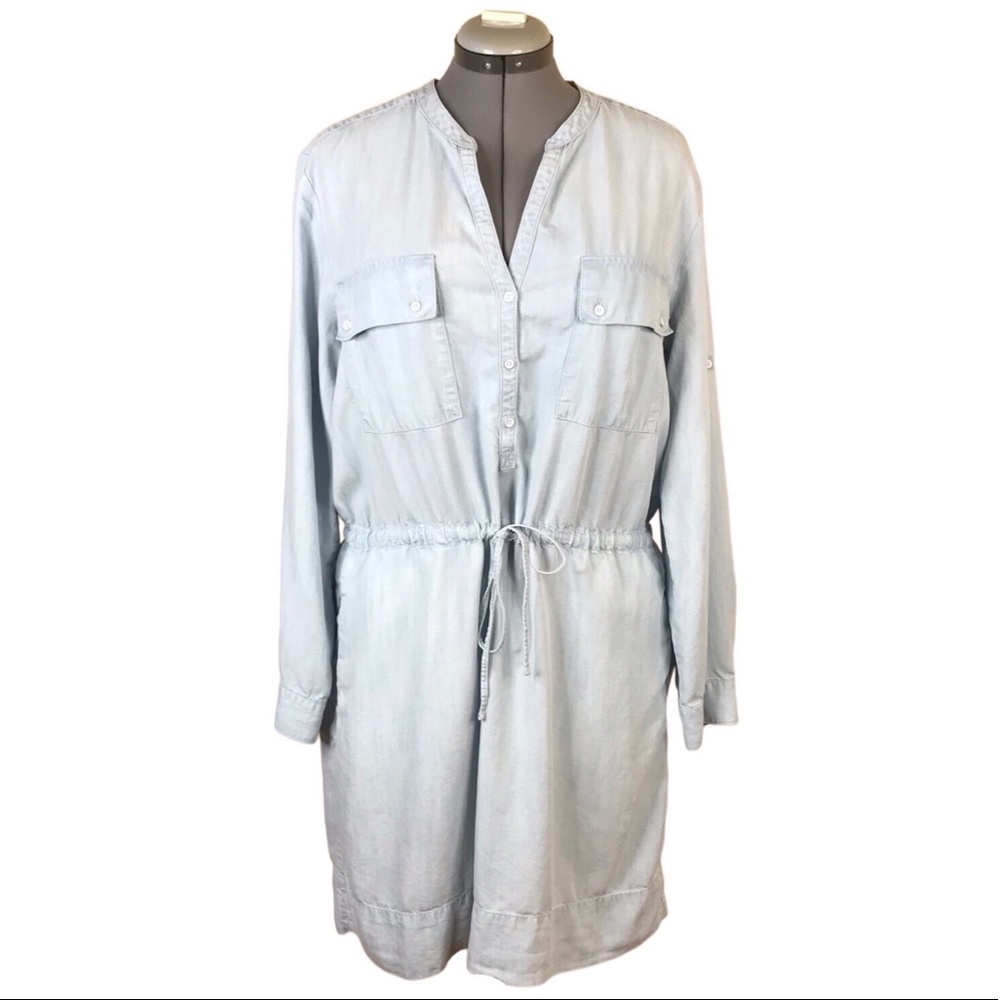 GAP Tencel Chambray Utility Dress XL Drawstring Casual Women’s X-large 14 16